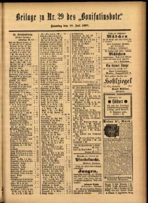 Zweite Ausgabe vom Sonntag, den 18. Juli 1897.
