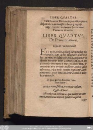 Liber Quartus, De Pronunciatione.