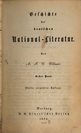 Geschichte der deutschen Nationalliteratur. 1