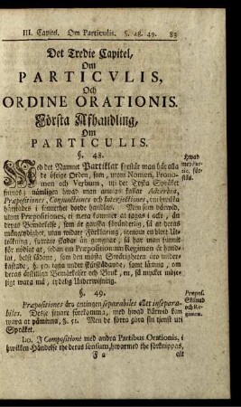 Det Tredie Capitel, Om Particulis Och Ordine Orationies.
