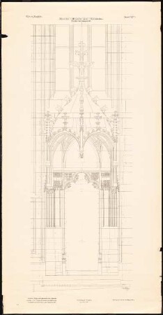 Kirche Maria am Gestade, Wien: Portal im Langschiff: Aufriss (aus: Wiener Bauhütte XXV)