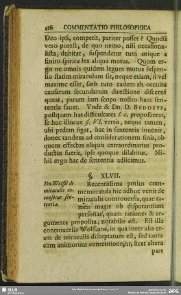 §. XLVII. Dn. Wolffii de miraculis recensetur sententia