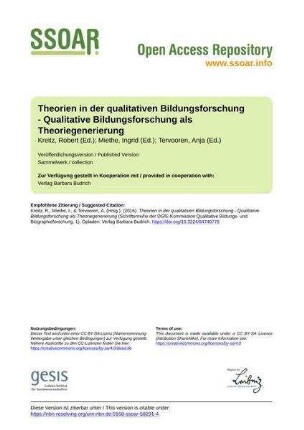 Theorien in der qualitativen Bildungsforschung - Qualitative Bildungsforschung als Theoriegenerierung