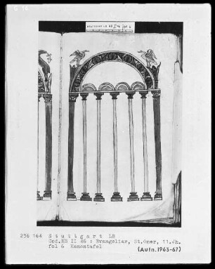 Evangeliar (unvollendet) — Kanontafel mit Vögeln, Folio 6recto