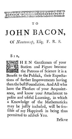 To John Bacon. The Preface.