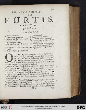 Tit. I: De Furtis
