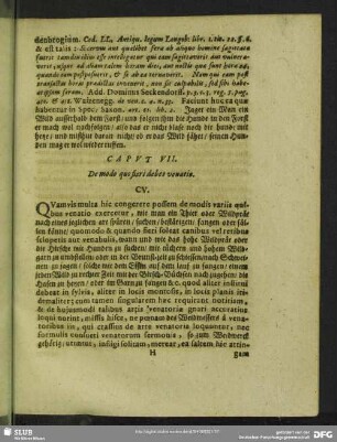 Caput VII. De modo quo fieri venatio