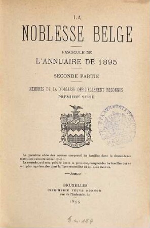 La Noblesse belge : annuaire de .... 1895,2