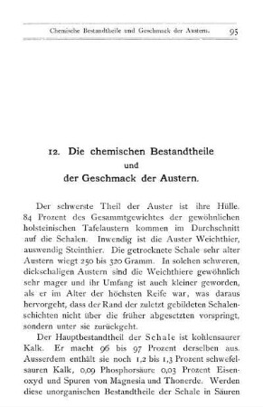 12. Die chemischen Bestandtheile und der Geschmack der Austern.
