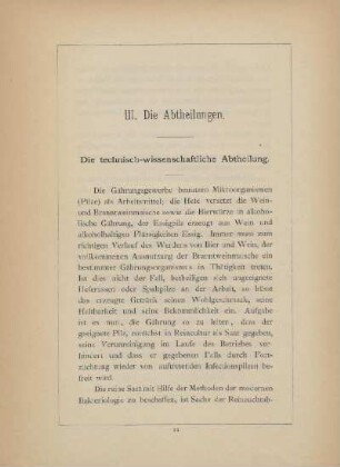 III. Die Abtheilungen