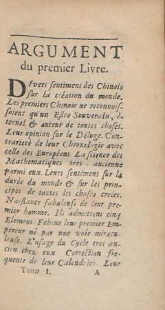 Argument du premier livre