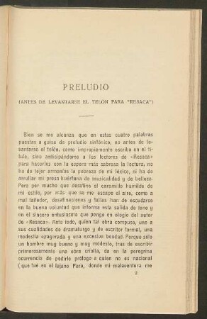 Preludio : (Antes de levantarse el telón para "Resaca")