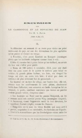 Excursion dans le Cambodge et le royaume de Siam par M. A. Pavie