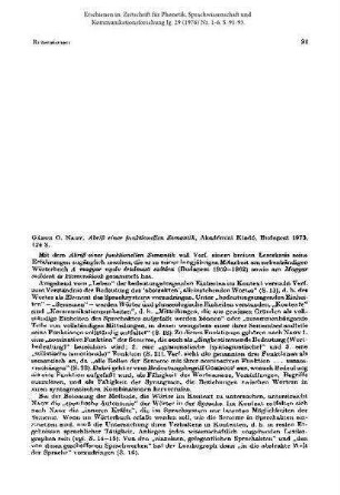 Gabor O. Nagy: Abriß einer funktionellen Semantik [Rezension]