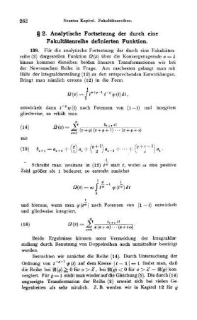 § 2. Analytische Fortsetzung der durch eine Fakultätenreihe definierten Funktion.