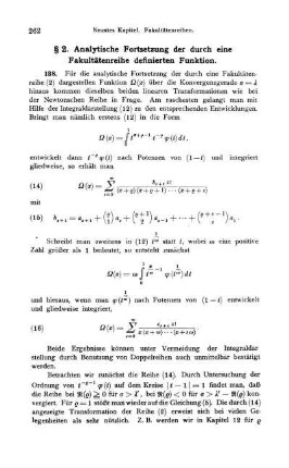 § 2. Analytische Fortsetzung der durch eine Fakultätenreihe definierten Funktion.