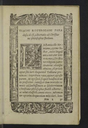 Erasmi Roterodami Paraclesis id est, adhortatio ad Christianae philosophiae studium.