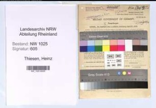 Entnazifizierung Heinz Thiesen , geb. 10.06.1910 (Autoschlosser)