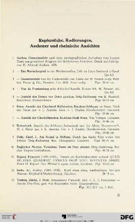 Kupferstiche, Radierungen, Aachener und rheinische Ansichten (Nr. 1-13)