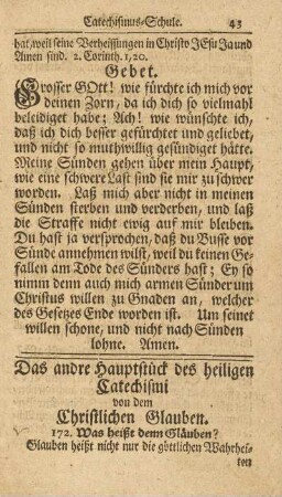 Das andere Hauptstück des heiligen Catechismi von dem Christlichen Glauben. (Mit handschriftlichen Notizen)