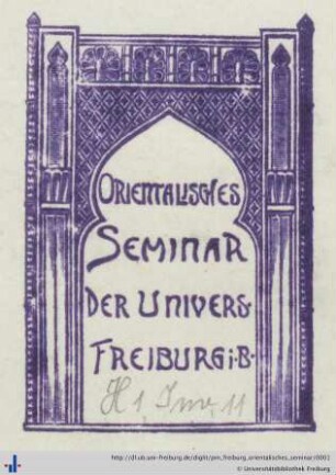 [Provenienz]: Albert-Ludwigs-Universität Freiburg, Orientalisches Seminar