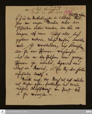 Teil eines Briefs von Jacob Baumgarten an August Hermann Francke.