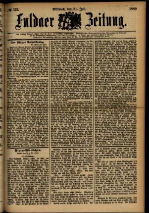 Ausgabe vom Mittwoch, den 31. Juli 1889.