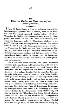 III. Ueber den Einfluss der Temperatur auf den Stabmagnetismus