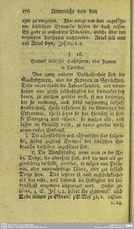 §. 16. Exempel biblischer Sachfiguren, oder Figuren in Sprüchen