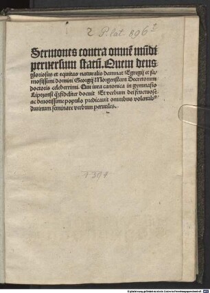 Sermones contra omne[m] mu[n]di peruersum statu[m]