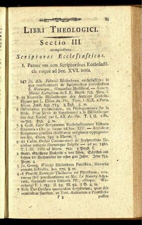 Sectio III. complectens Scriptores Ecclesiasticos.