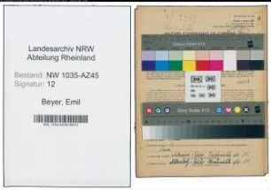 Entnazifizierung Emil Beyer , geb. 02.08.1903 (Kraftfahrzeugmeister)