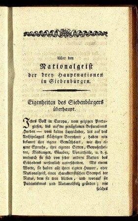 Eigenheiten des Siebenbürgers überhaupt.