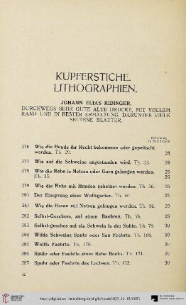 Kupferstiche. Lithographien (Nr. 376-426)