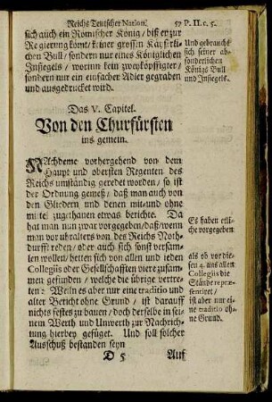 Ds V. Capitel. Von den Churfürsten