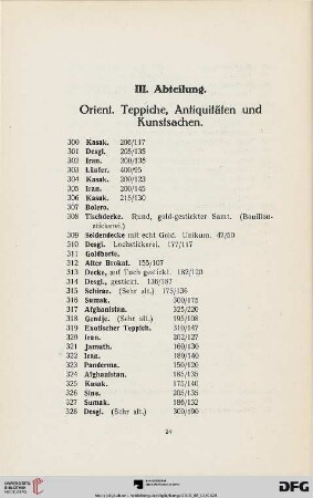 Orient. Teppiche, Antiquitäten und Kunstsachen (Nr. 300-691)