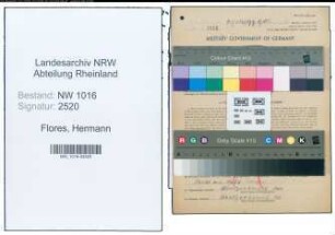 Entnazifizierung Hermann Flores , geb. 08.01.1911 (Gaertner)
