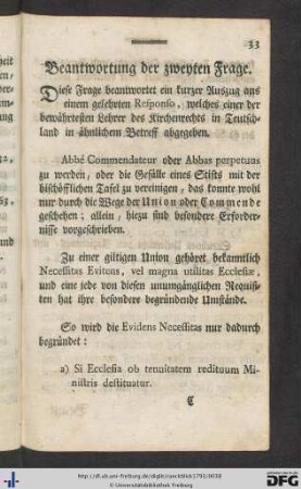 Beantwortung der zweyten Frage.