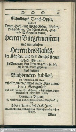 Schuldiges Danck-Opfer