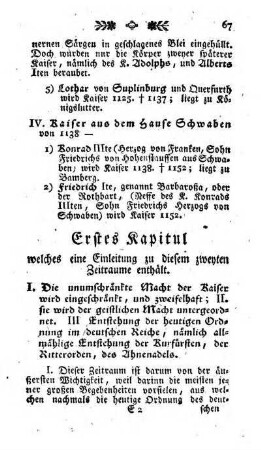 Erstes Kapitul welches eine Einleitung zu diesem zweyten Zeitraume enthaelt