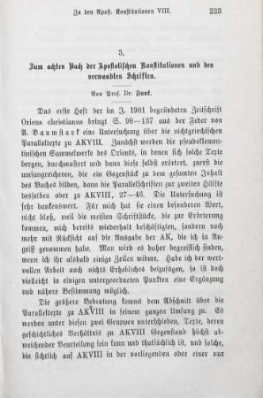 223-236 Zum achten Buch der Apostolischen Konstitutionen und den verwandten Schriften