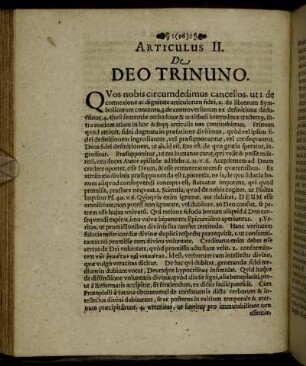 Articulus II. De Deo Trinuno