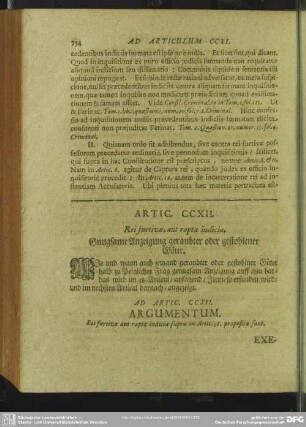 Artic. CCXII. Rei furtivae, aut raptae indicio. Gnugsame Anzeigung geraubter oder gestohlener Güter
