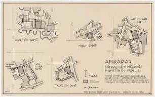 Gesamtbebauungsplan Ankara Teilbebauungsplan Moscheen: Lageplan von 5 Moscheen 1:500