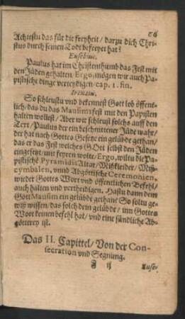 Das II. Capittel/ Von der Consecration und Segnung.