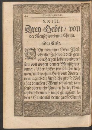 XXIII. Drey Gebet/ von der Menschwerdung Christi. - XXV.