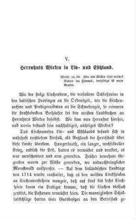 V. Herrnhuts Wirken