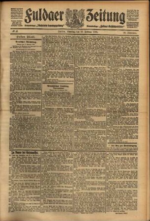 Erste Ausgabe vom Samstag, den 20. Februar 1909.