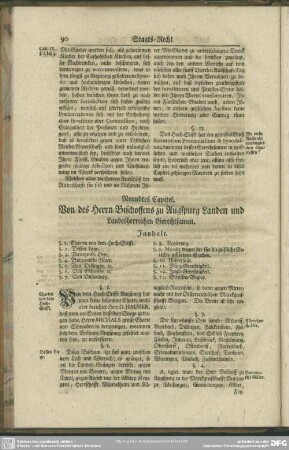 Neundtes Capitel. Von des Herrn Bischoffens zu Augspurg Landen und Landesherrlichen Gerechtsamen