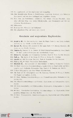 Gerahmte und ungerahmte Kupferstiche (Nr. 609-635)